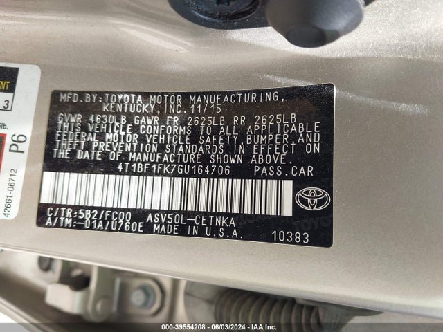 Toyota CAMRY LE 2016 4T1BF1FK7GU164706 Image 9