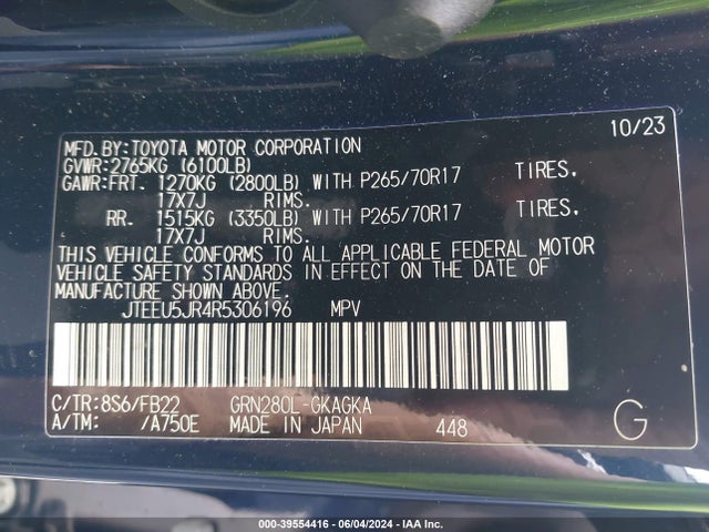 Toyota 4RUNNER SR5 2024 JTEEU5JR4R5306196 Image 9