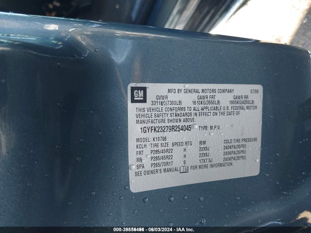 2009 CADILLAC ESCALADE 1GYFK23279R254045 Photo 8
