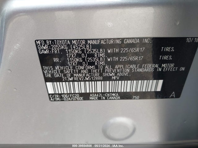 Toyota Rav4 Xle 2018 2T3WFREV2JW512888 Image 9
