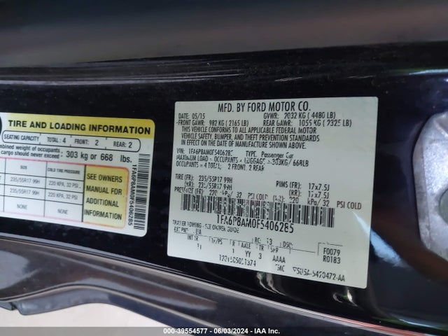 Ford Mustang V6 2015 1FA6P8AM0F5406285 Image 9