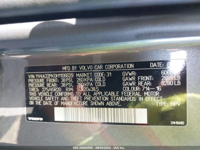 YV4A22PK0H1106629 Volvo Xc90 T6 Momentum