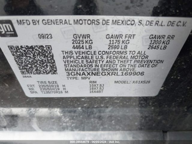 3GNAXNEGXRL169906 Chevrolet Equinox Fwd Premier