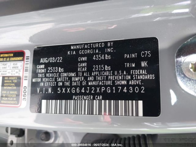 5XXG64J2XPG174302 KIA K5 Gt-line
