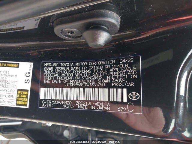Toyota COROLLA LE 2022 JTDEPMAE0NJ223790 Image 9