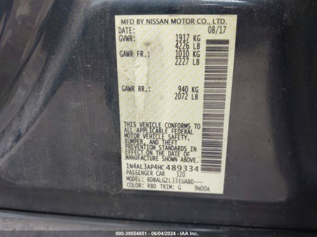 1N4AL3AP4HC489334 Nissan Altima 2.5 S