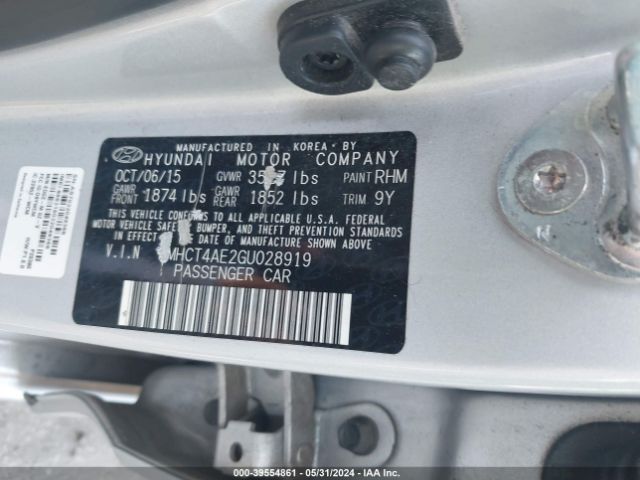 KMHCT4AE2GU028919 Hyundai ACCENT SE