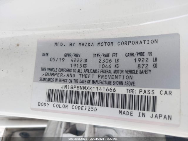 JM1BPBNMXK1141666 Mazda Mazda3 Premium Package