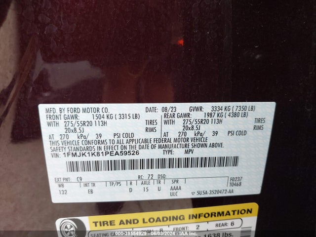 Ford Expedition Limited Max 2023 1FMJK1K81PEA59526 Image 9
