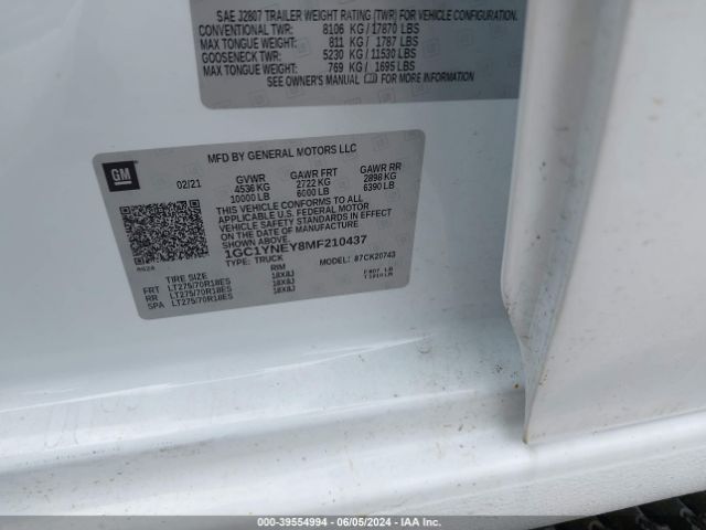 1GC1YNEY8MF210437 Chevrolet Silverado 2500hd 4wd  Standard Bed Lt