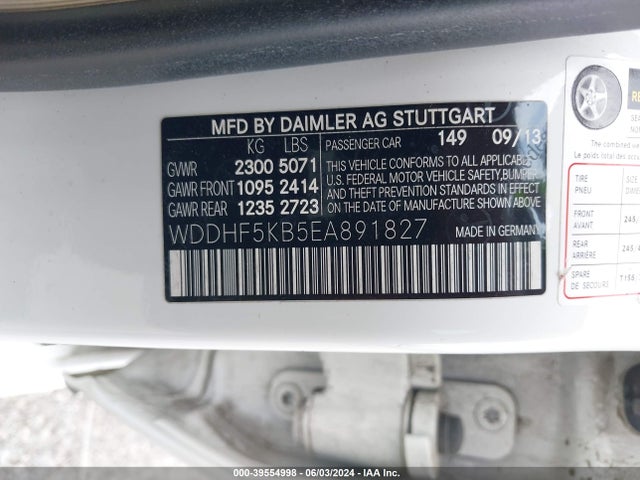 Mercedes-Benz E 350 2014 WDDHF5KB5EA891827 Image 9