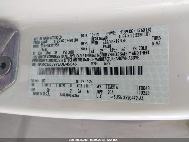 Ford Escape Titanium 2014 1FMCU0J97EUB45546 Image 9