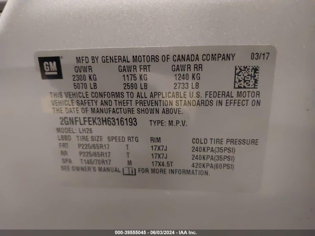Chevrolet EQUINOX LT 2017 2GNFLFEK3H6316193 Image 9