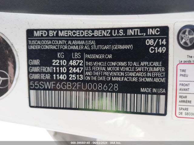 55SWF6GB2FU008628 Mercedes-Benz C 400 4matic