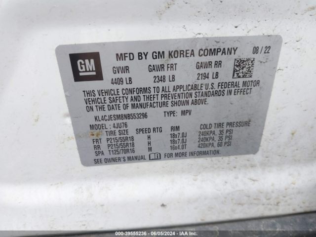 KL4CJESM8NB553296 Buick Encore Awd Preferred