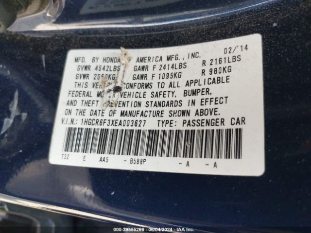1HGCR6F3XEA003627 Honda ACCORD HYBRID