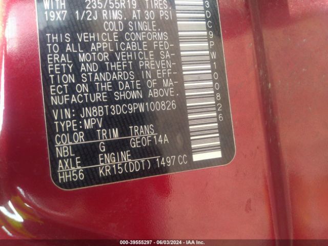 JN8BT3DC9PW100826 Nissan Rogue Platinum Fwd