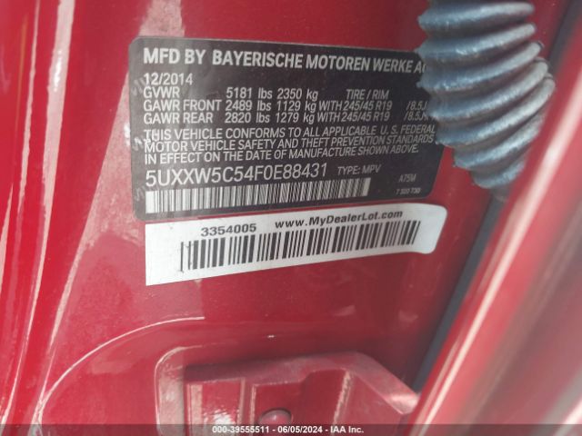 5UXXW5C54F0E88431 BMW X4 Xdrive35i
