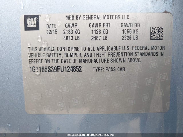 Chevrolet IMPALA 2LZ 2015 1G1165S39FU124852 Image 9