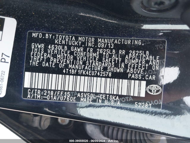 Toyota CAMRY SE 2014 4T1BF1FK4EU742578 Image 9