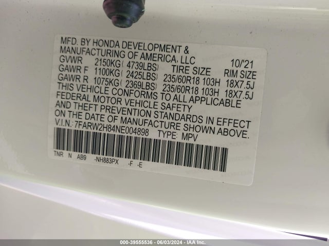 Honda Cr-v Awd Ex-l 2022 7FARW2H84NE004898 Image 9