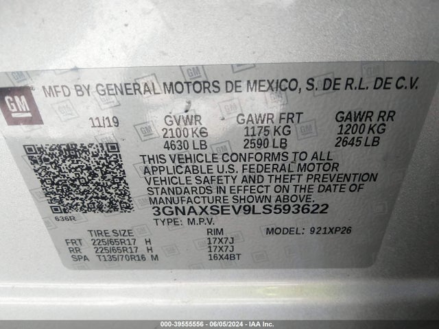 Chevrolet Equinox Awd Ls 2020 3GNAXSEV9LS593622 Image 9