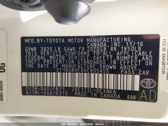 Toyota COROLLA LE 2017 2T1BURHE6HC805455 Image 9