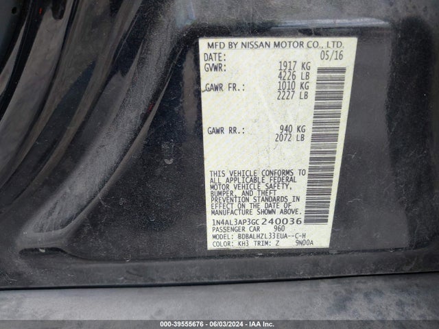 Nissan Altima 2.5 Sr 2016 1N4AL3AP3GC240036 Image 9