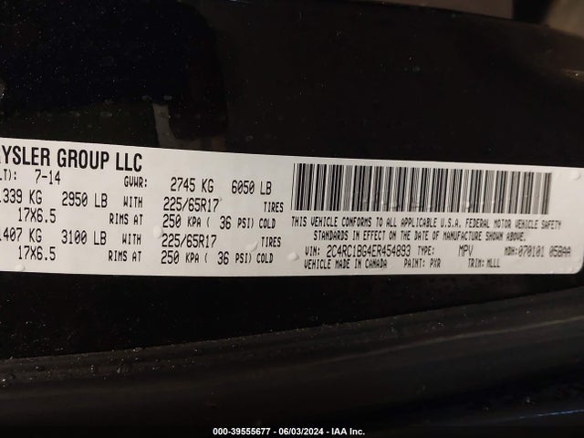 2C4RC1BG4ER454893 Chrysler Town & Country Touring