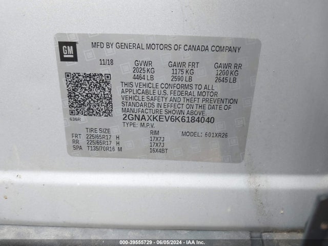 Chevrolet EQUINOX LT 2019 2GNAXKEV6K6184040 Image 9