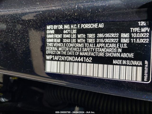 WP1AF2AY0NDA44162 Porsche Cayenne Turbo