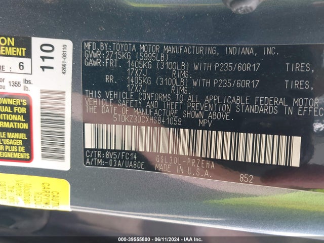 Toyota Sienna Le 8 Passenger 2017 5TDKZ3DCXHS841059 Image 9