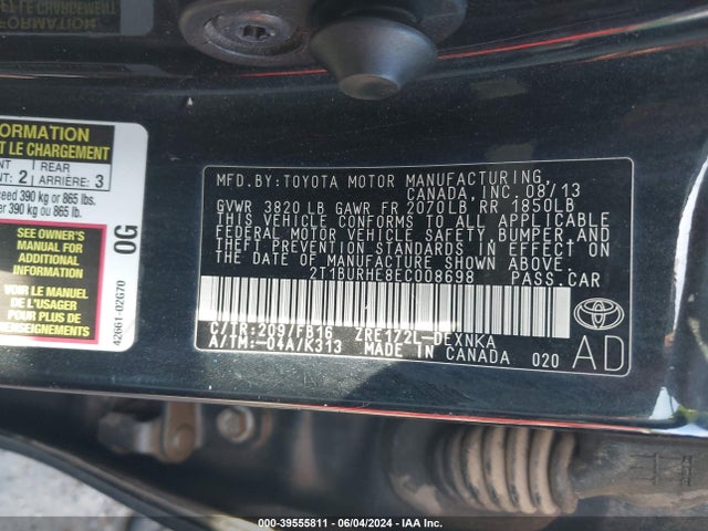 Toyota COROLLA LE 2014 2T1BURHE8EC008698 Image 9