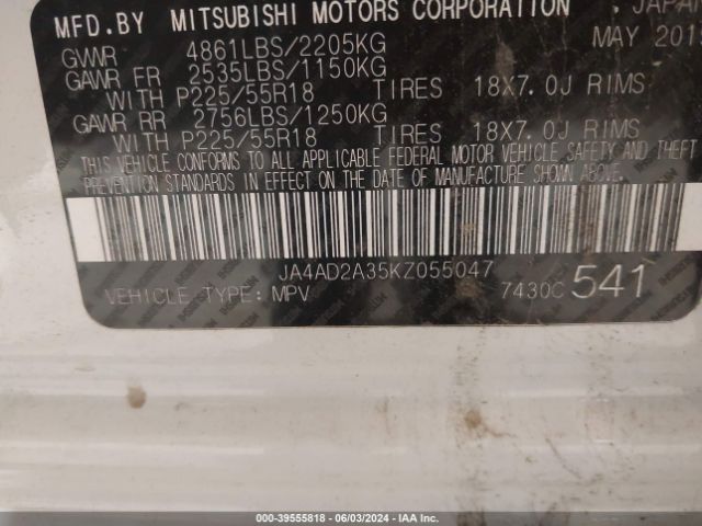 JA4AD2A35KZ055047 Mitsubishi Outlander Es