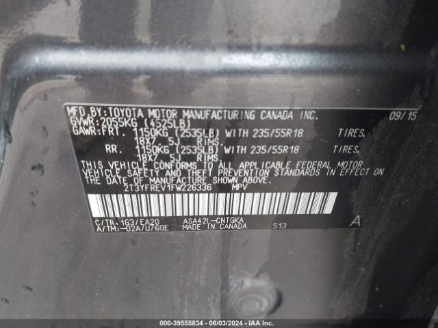 2T3YFREV1FW226336 Toyota Rav4 Limited