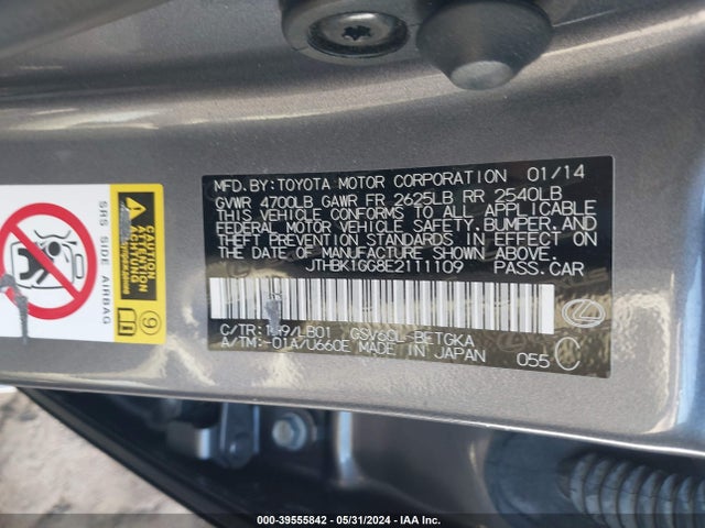 JTHBK1GG8E2111109 Lexus ES 350