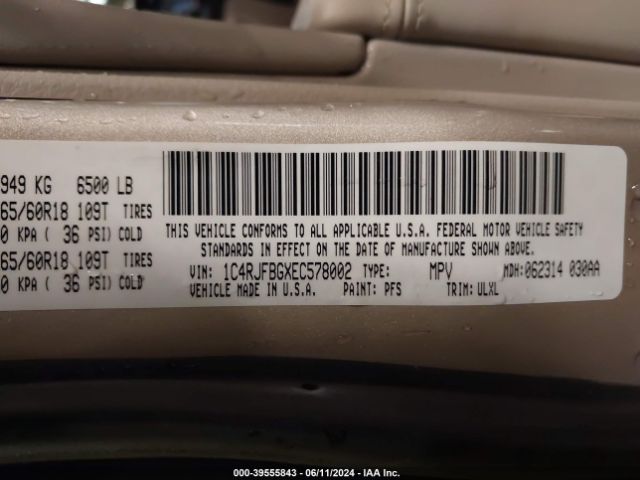 1C4RJFBGXEC578002 Jeep Grand Cherokee Limited