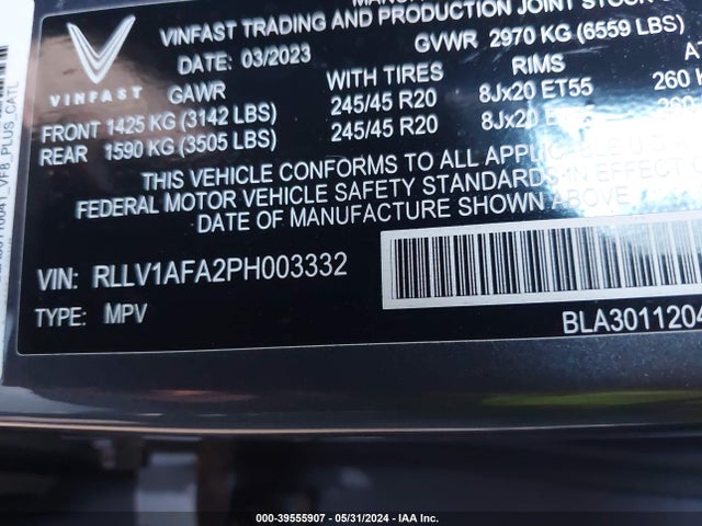 Vinfast Vf 8 Plus 2023 RLLV1AFA2PH003332 Image 9