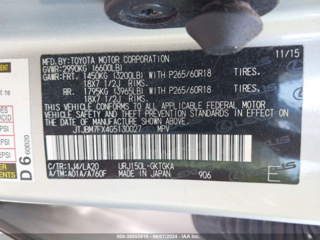 JTJBM7FX4G5130027 Lexus 460