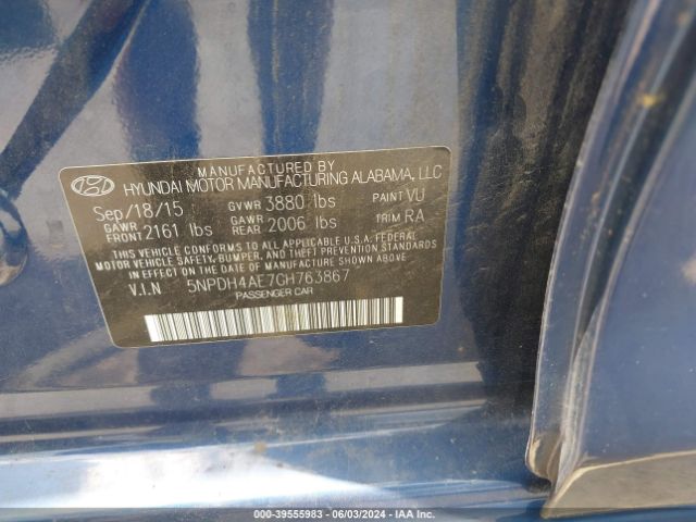 5NPDH4AE7GH763867 Hyundai ELANTRA SE