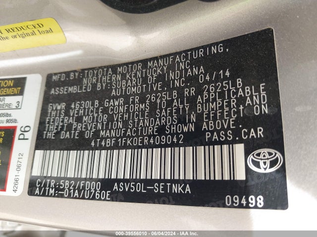 Toyota CAMRY LE 2014 4T4BF1FK0ER409042 Image 9