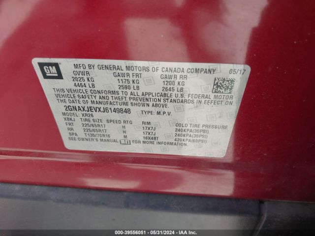 2GNAXJEVXJ6149848 Chevrolet EQUINOX LT