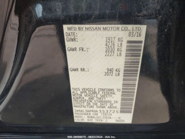 1N4AL3AP4GN353725 Nissan Altima 2.5 S
