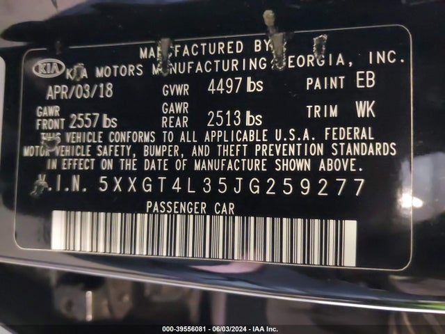 KIA Optima Lx 2018 5XXGT4L35JG259277 Image 9
