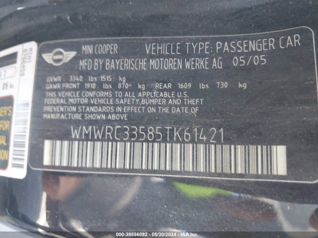 2005 MINI COOPER WMWRC33585TK61421 Photo 8