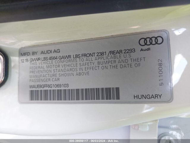 WAUE8GFF6G1069103 Audi A3 2.0t Premium