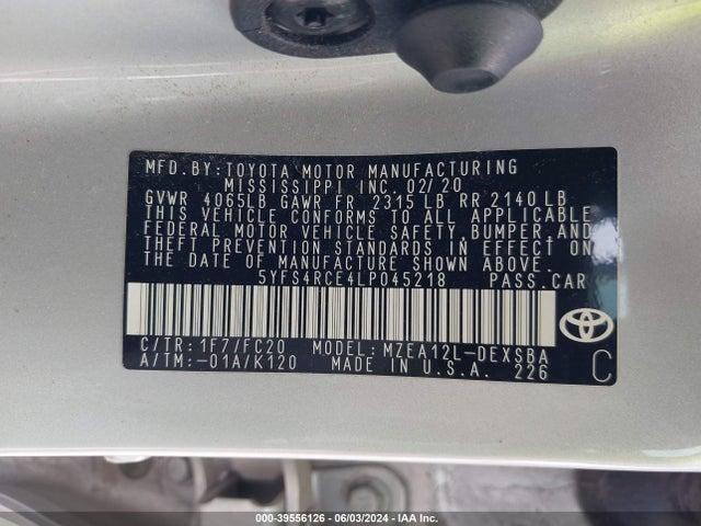 Toyota COROLLA SE 2020 5YFS4RCE4LP045218 Image 9