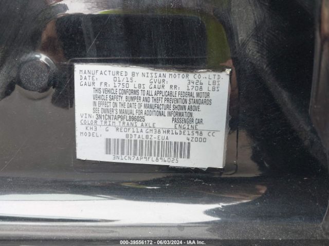 3N1CN7AP9FL896025 Nissan Versa 1.6 S/1.6 S+/1.6 Sl/1.6 Sv