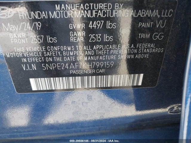 Hyundai SONATA SE 2019 5NPE24AF7KH799159 Image 9