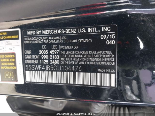 55SWF4JB5GU104476 Mercedes-Benz C 300 Luxury/sport